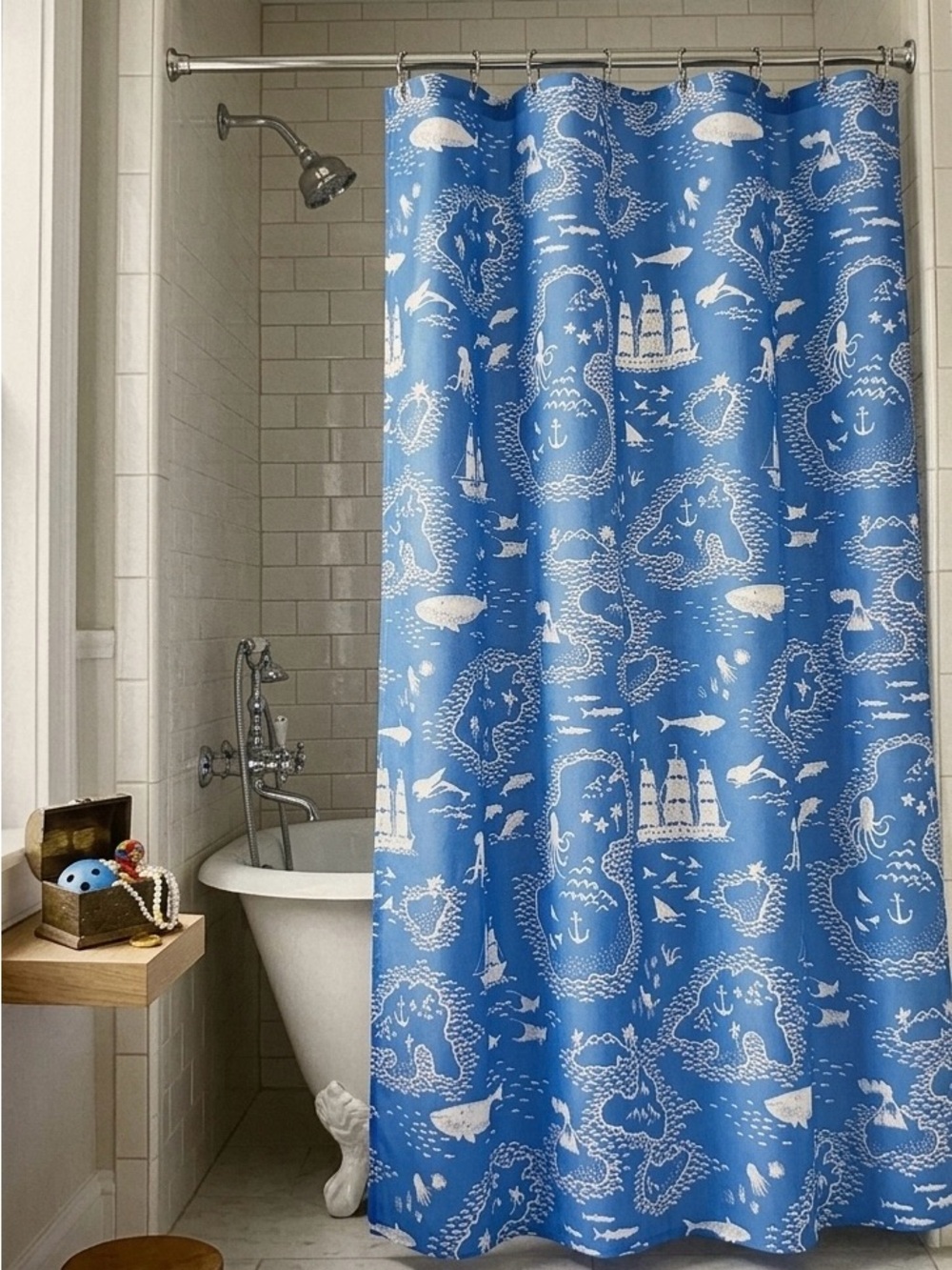 Pillowfort Blue Nautical Shower Curtain